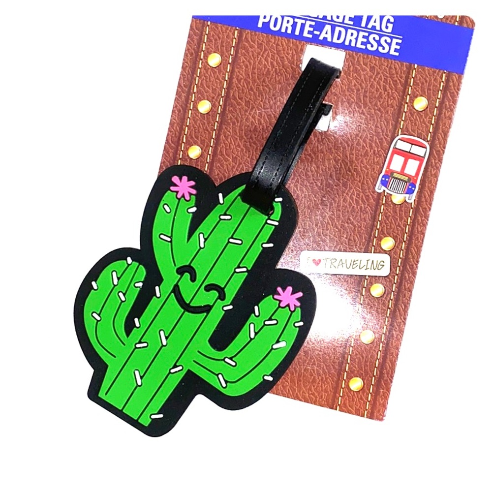 🌺 CACTUS 🌵 BNWT SMILING LUGGAGE TAG ☀️✈️🌵